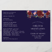 Budget Wedding Programme Burgundy Blue Rozen Flowe (Voorkant)
