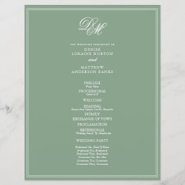 Budget Wedding Programme in Basil Green Flyer