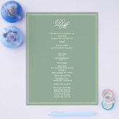 Budget Wedding Programme in Basil Green Flyer (Enkel)