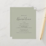 Budget Wedding Rehearsal Dinner Light Sage Invite<br><div class="desc">De repetitie van het huwelijk Dinner Light Sage Green Invite. Een budgetprijs voor KLEINE 4, 5 x 5, 6 inch. Verkrijgbaar in een SEMI-GLOSS 110 lb KAART STOCK dat de standaardoptie is (dikker voor uitnodigingen), OF een SATIN FINISH 80 lb THINER PAPER STOCK (ideaal voor behuizingen). De enveloppen zijn een...</div>