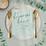 Budget Wedding Rehearsal Dinner Mint Green Invite<br><div class="desc">Er zijn twee papieren opties om uit te kiezen voor deze grootte (4, 5 x 5, 6 inch) in het budgetbereik. Voor dit product adviseer ik de halfglansmachine van 110 gsm, die qua dikte vergelijkbaar is met een briefkaart. De Satin-optie is een veel dunner papier van 80 gr/m². Het gebrek...</div>