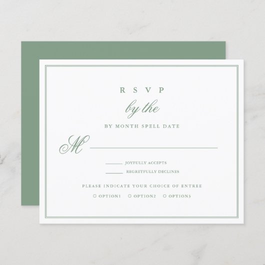 Budget Wedding RSVP Basil Green (Voorkant / Achterkant)