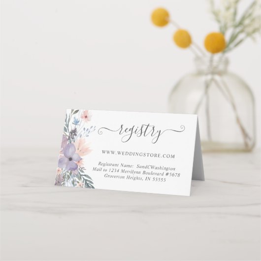 Budget Wedding RSVP Registry Floral Cut-Apart Plaatskaartje (Achterkant)