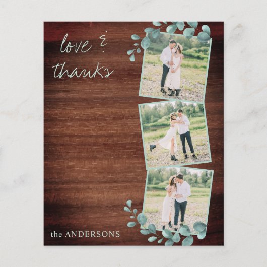 Budget Wedding Rustic 3 Foto Dank u kaart (Voorkant)