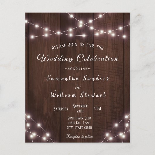 Budget Wedding Rustic Wood String Lights Elegant (Voorkant)