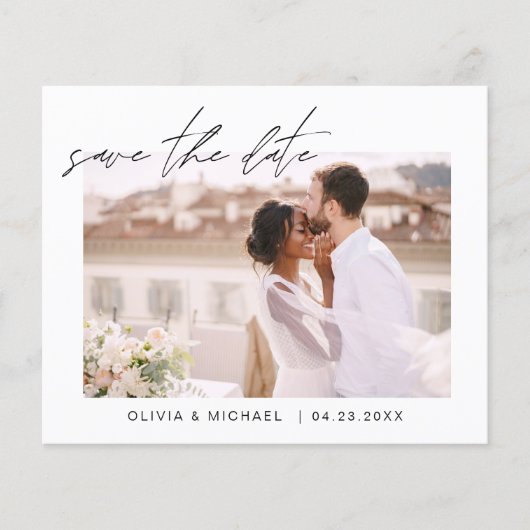 Budget Wedding Save the Date Photo Minimalist (Voorkant)
