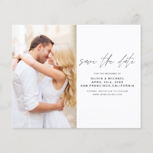 Budget Wedding Save the Date Photo Minimalist (Voorkant)
