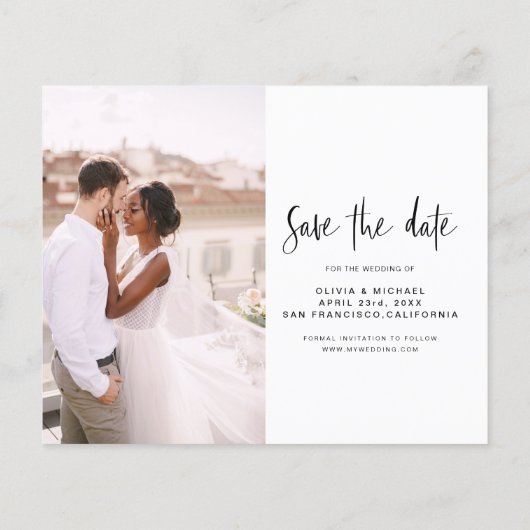 Budget Wedding Save the Date Photo Minimalist Flye Flyer (Achterkant)