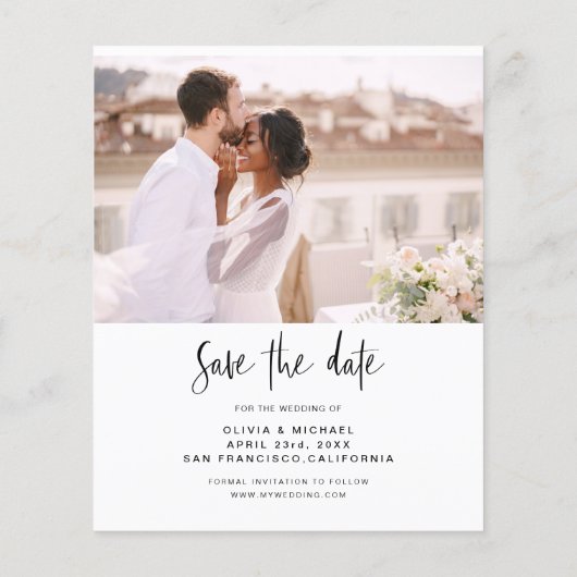 Budget Wedding Save the Date Photo Minimalist Flye Flyer (Achterkant)