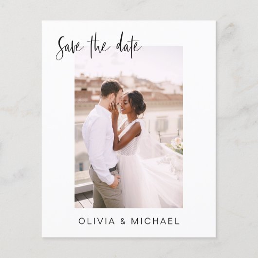 Budget Wedding Save the Date Photo Minimalist Flye Flyer (Voorkant)