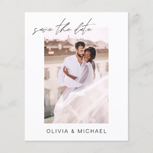 Budget Wedding Save the Date Photo Minimalist Flyer (Voorkant)