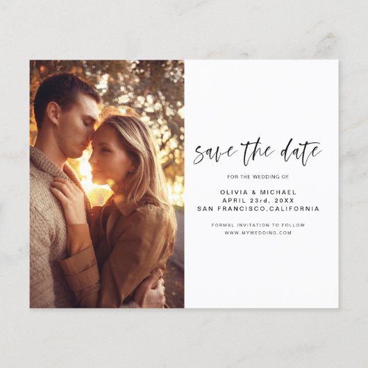 Budget Wedding Save the Date Photo Minimalist Flyer (Achterkant)