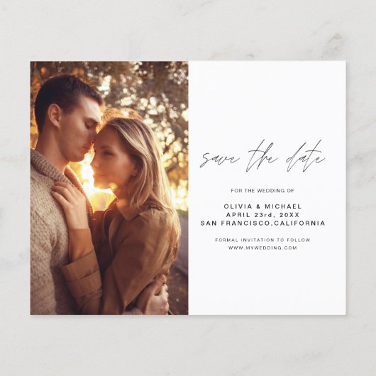 Budget Wedding Save the Date Photo Minimalist Flyer (Achterkant)