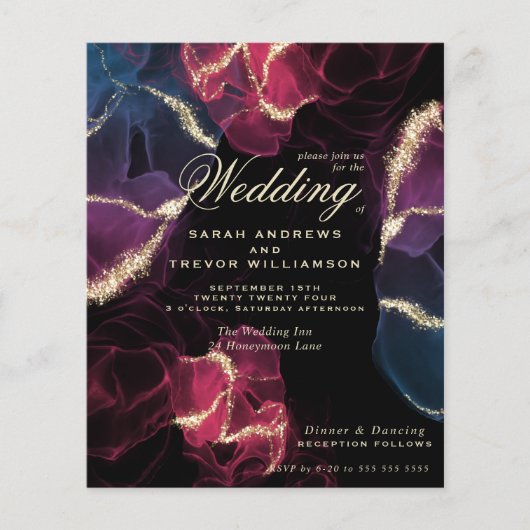 Budget Wedding Scarlet Violet Blue Alcohol Ink (Voorkant)