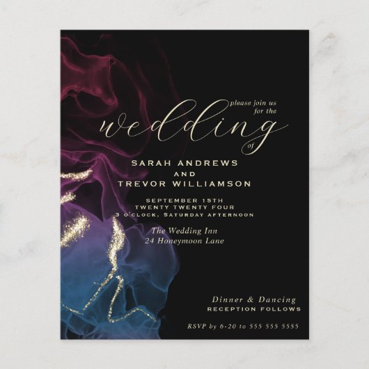 Budget Wedding Scarlet Violet Blue Alcohol Ink (Voorkant)