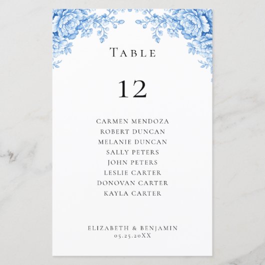 Budget Wedding Seating Chart Table Chinoiserie (Voorkant)