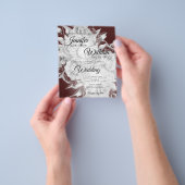 Budget Wedding Silver & Burgundy Floral Uitnodigin Flyer (Hand)
