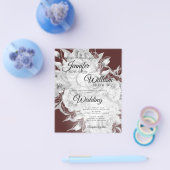 Budget Wedding Silver & Burgundy Floral Uitnodigin Flyer (Enkel)