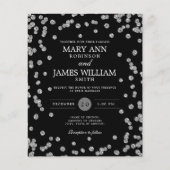 Budget Wedding Silver Glitter Black Invite (Voorkant)