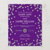 Budget Wedding Silver Glitter Paarse Invite Flyer (Voorkant)