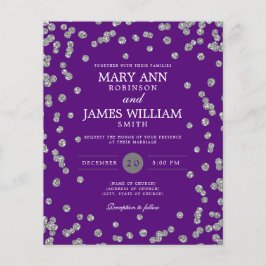 Budget Wedding Silver Glitter Paarse Invite Flyer