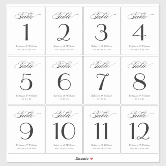 Budget Wedding Table Number Wine Labels (Vel)