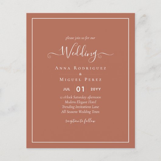 BUDGET Wedding Terracotta Monochrome Flyer (Voorkant)