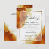 Budget Wedding Topaz Gold Abstracte marble Invitat (Voorkant / Achterkant)