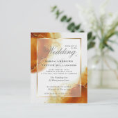 Budget Wedding Topaz Gold Abstracte marble Invitat (Staand voorkant)