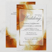 Budget Wedding Topaz Gold Abstracte marble Invitat (Voorkant / Achterkant)
