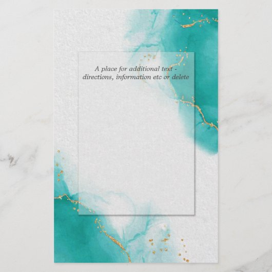 Budget Wedding Turquoise Gold Abstracte Marble Inv (Achterkant)