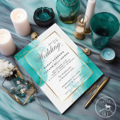 Budget Wedding Turquoise Gold Abstracte Marble Inv