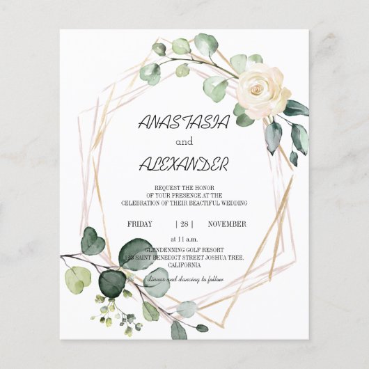 Budget Wedding-uitnodiging. Uitnodiging (Voorkant)