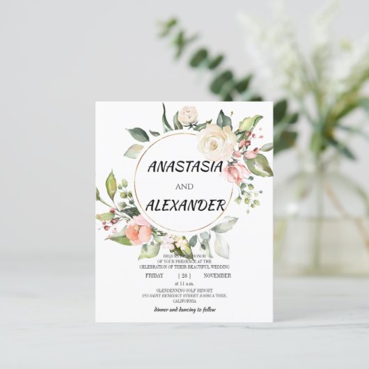 Budget Wedding-uitnodiging. Uitnodiging (Staand voorkant)