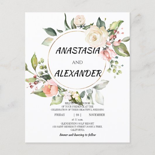 Budget Wedding-uitnodiging. Uitnodiging (Voorkant)