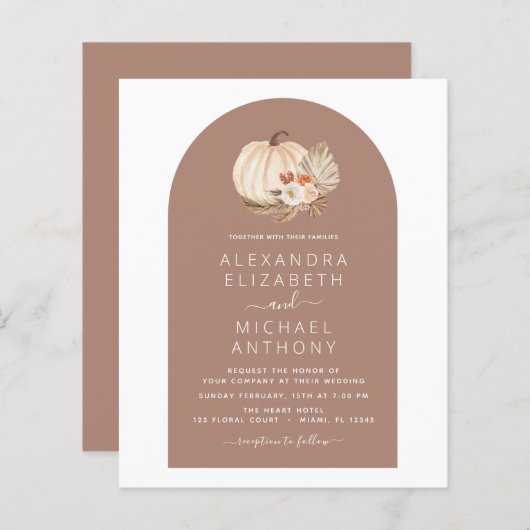 Budget Wedding White Pumpkins Boho Terracotta (Voorkant / Achterkant)