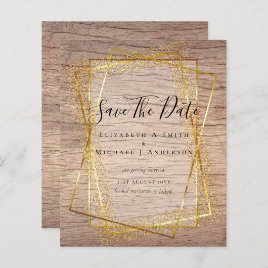 BUDGET WEDING BESPAAR DATA Gold Glitter Geometric (Voorkant / Achterkant)