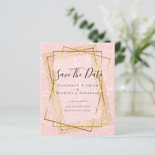 BUDGET WEDING BESPAAR DATA Gold Glitter Geometric (Staand voorkant)