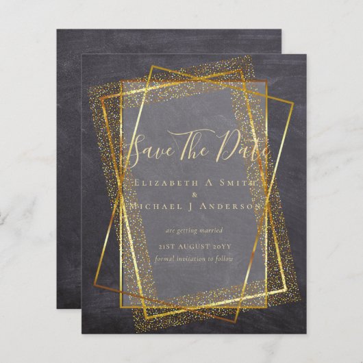 BUDGET WEDING BESPAAR DATA Gold Glitter Geometric (Voorkant / Achterkant)