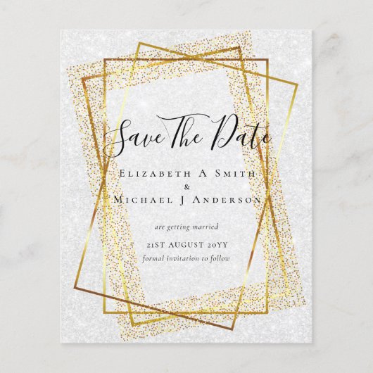 BUDGET WEDING BESPAAR DATA Gold Glitter Geometric (Voorkant)