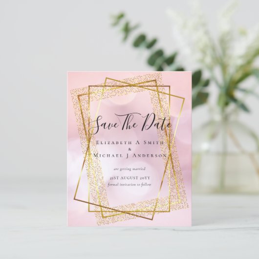 BUDGET WEDING BESPAAR DATA Gold Glitter Geometric (Staand voorkant)