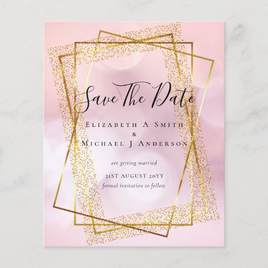 BUDGET WEDING BESPAAR DATA Gold Glitter Geometric Flyer (Voorkant)