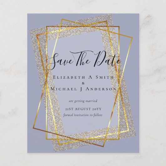 BUDGET WEDING BESPAAR DATA Gold Glitter Geometric Flyer (Voorkant)