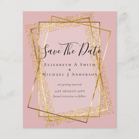 BUDGET WEDING BESPAAR DATA Gold Glitter Geometric Flyer (Voorkant)
