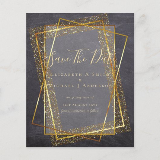 BUDGET WEDING BESPAAR DATA Gold Glitter Geometric Flyer (Voorkant)