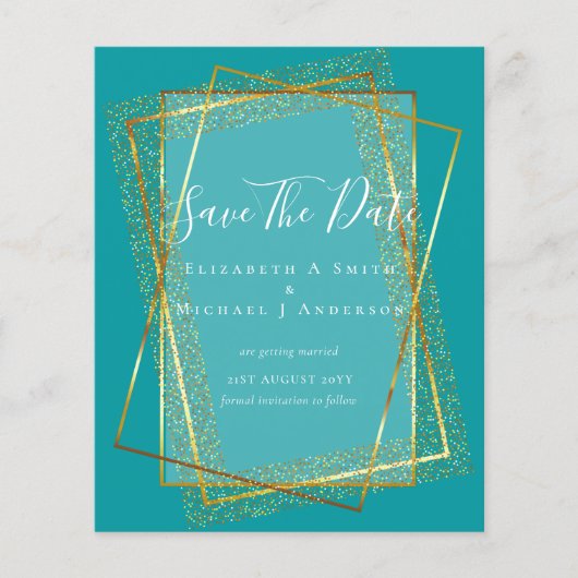 BUDGET WEDING BESPAAR DATA Gold Glitter Geometric Flyer (Voorkant)