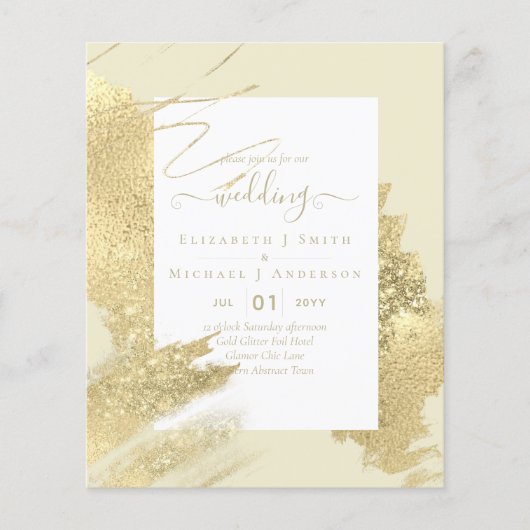 BUDGET WEDING INVITATIONS Gold Glitter Folie look (Voorkant)