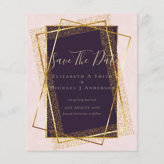 BUDGET WEDING INVITATIONS Gold Glitter Folie look Flyer (Voorkant)