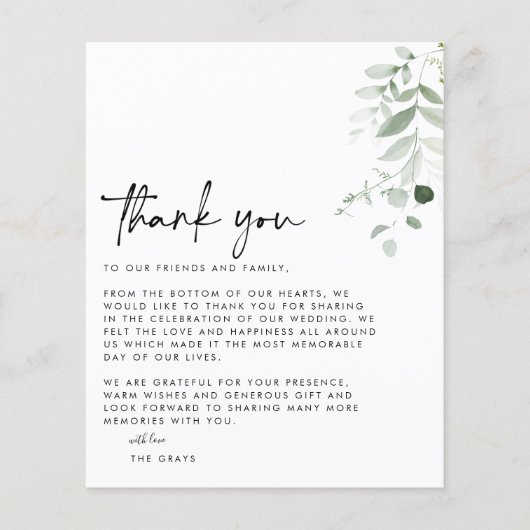 BUDGET Weduwfoto Hartelijk dank Flyer (Voorkant)