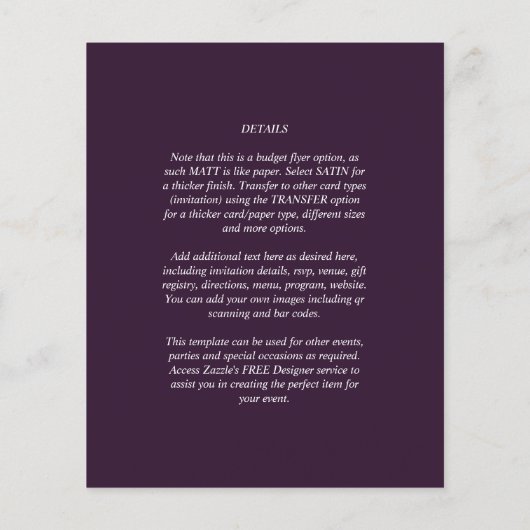 BUDGET weduwschap PLUM PAARS zwart-wit Eenvoudig Flyer (Achterkant)